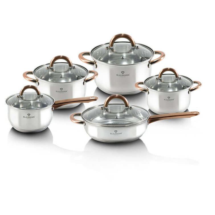 Blaumann 10 Piece Stainless Steel Non Stick Cookware Set & Reviews